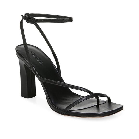 Vince Qiana Strappy Leather Black Sandal heels Size 8.5 - Picture 1 of 14